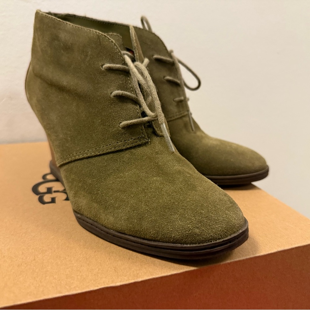 Olive Green Suede Women's Ankle Boots